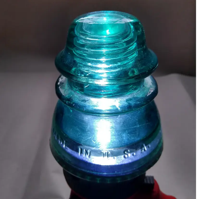 Hemingray Vintage 42 Blue/Green Glass Insulator Beaded Bottom