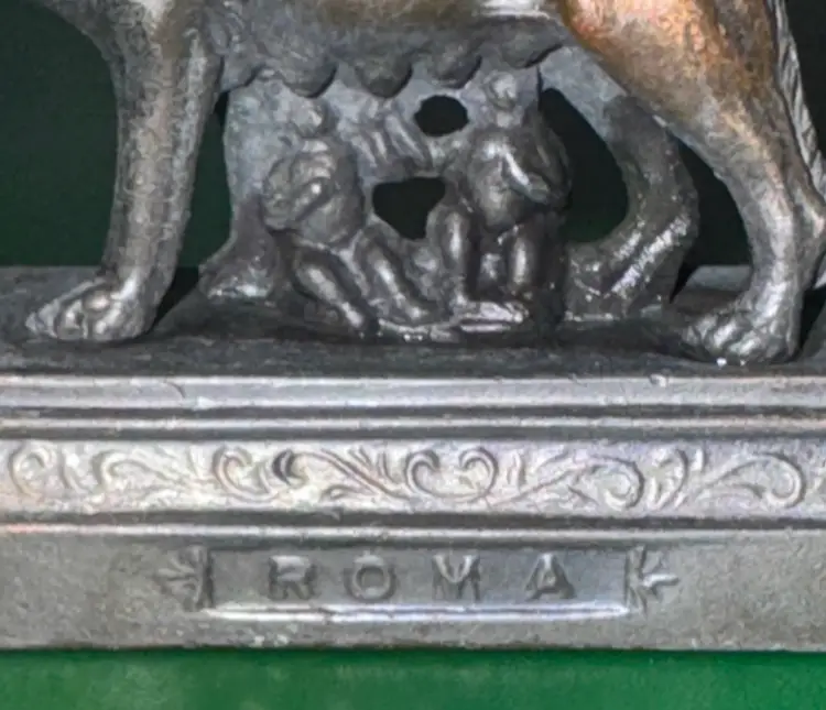 Roma miniature Capitoline Wolf statue with Romulus and Remus Bronze 1.75” tall