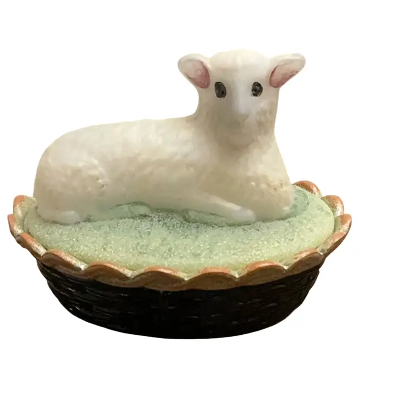 Fenton Glass Lamb On A Nest HP By Nancy Beck 4 1/2” X 5 1/2”