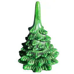 Vintage Christmas Tree Figurine Ceramic Stacking Ashtray & Lighter Set 4pcs