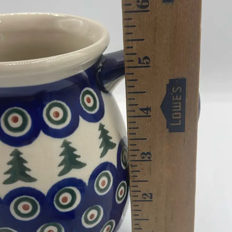 Polish Pottery Boleslawiec Pine Tree Jug 5 And 1/2 In High