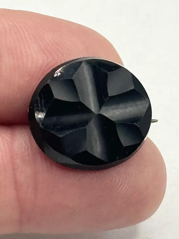 Antique Victorian black jet carved cross mourning pin