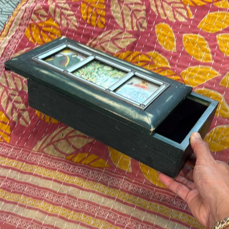 Green Wood Jewelry or Trinket Box