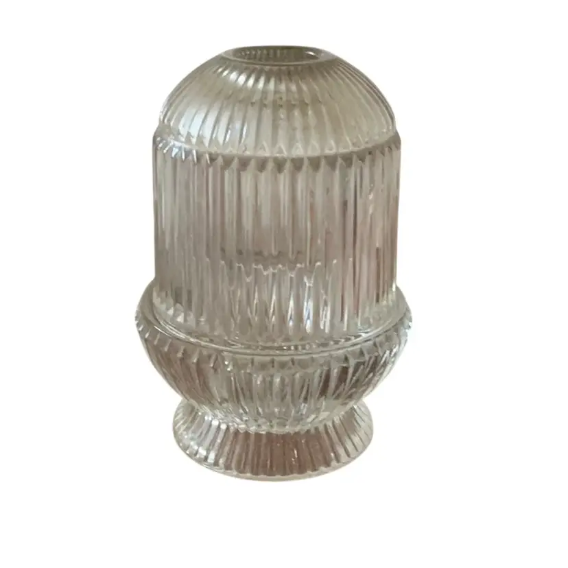 Vintage Homco 2-piece Clear Glass Ribbed Fairy Lamp 6 1/2” X 4”