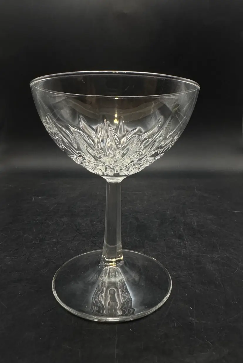 Vintage Cristal D'Arques-Durand Diamant Cut Crystal Champagne Coupe Signed