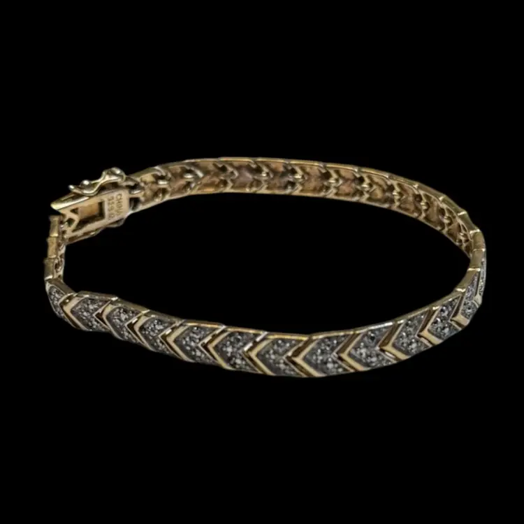 Sterling Silver Vermeil Diamond Bracelet
