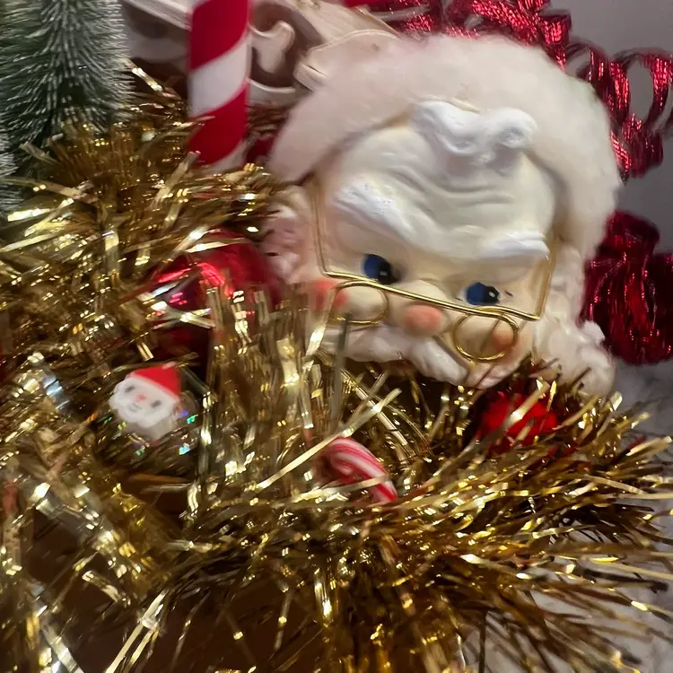 Handmade By Me Drnksuzy Original Kitschy Santa Claus Candy Cane Christmas Holiday Assemblage Decor