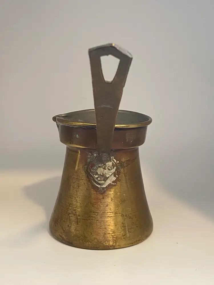 Antique Brass Turkisk Coffee Pot, aka, Cezve or Ibrik, 6.5" x 9"
