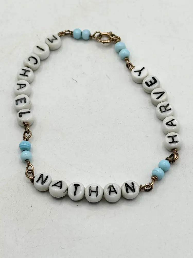 Vintage gold filled beaded name bracelet