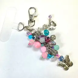 Butterfly Charms Beaded Phone Or Purse Charm Repurposed Jewelry Made By Me 3”