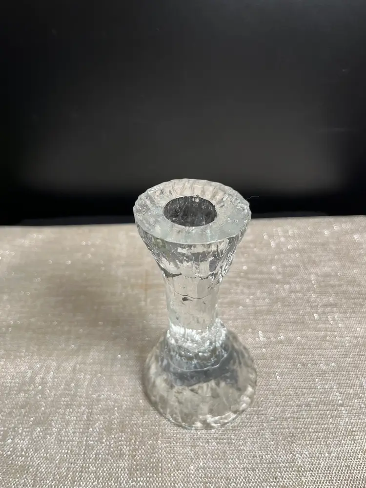 Clear Textured Glass Taper Candle Holder OR....Marble, Paper Weight, Orb Holder!