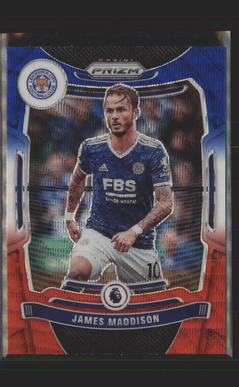 2021-22 Prizm EPL #22 James Maddison Prizms Red White and Blue - ( 138 ) - Leicester City