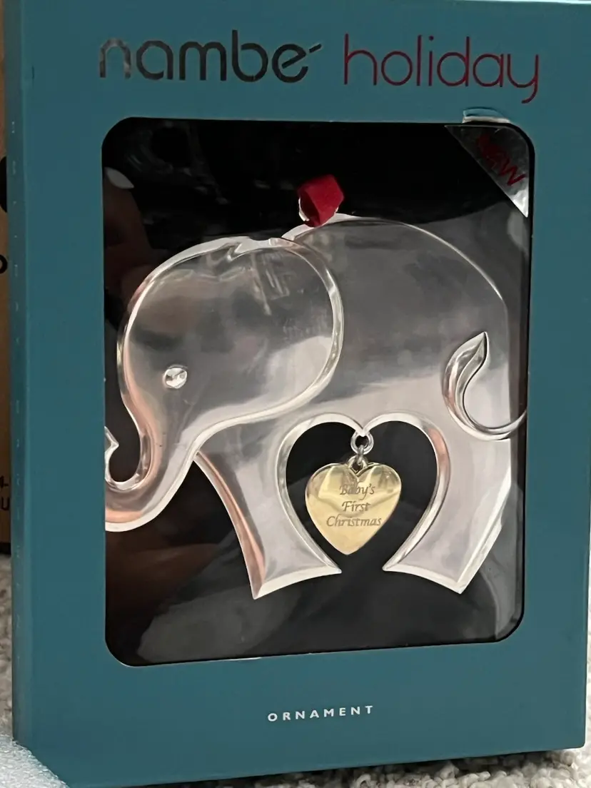 Elephant Baby’s First Christmas Ornament 2024 Nursery Decor Zoo New In Box