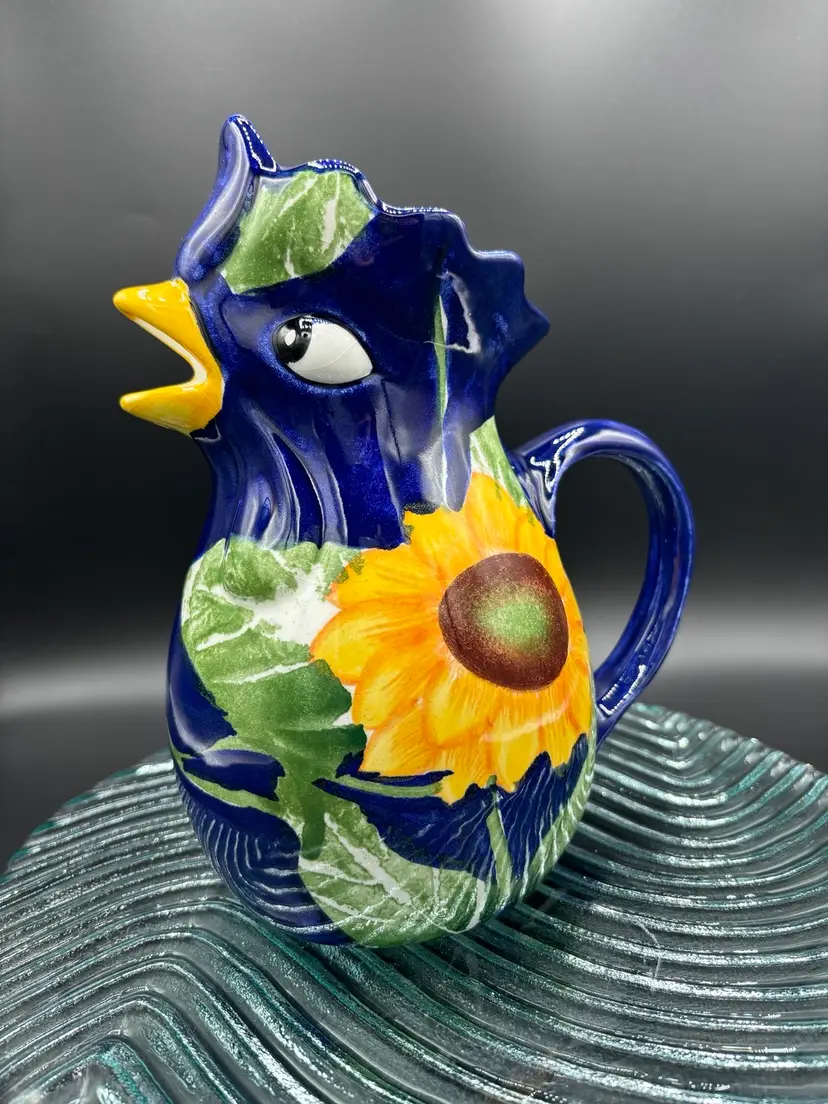 Made In Italy Bird Pitcher With Sunflower 
