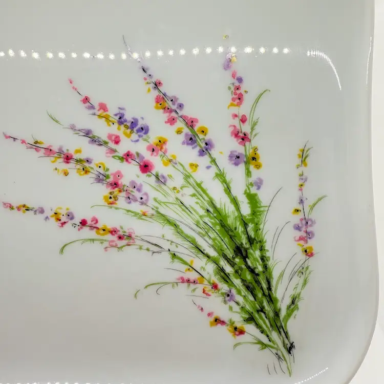 Vintage Decorative Porcelain Hand Painted Wildflower Floral Dresser Vanity Tray
