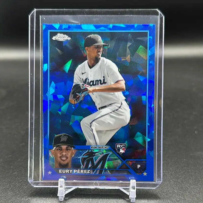 Eury Perez 2023 Topps Chrome Update Sapphire RC Miami Marlins
