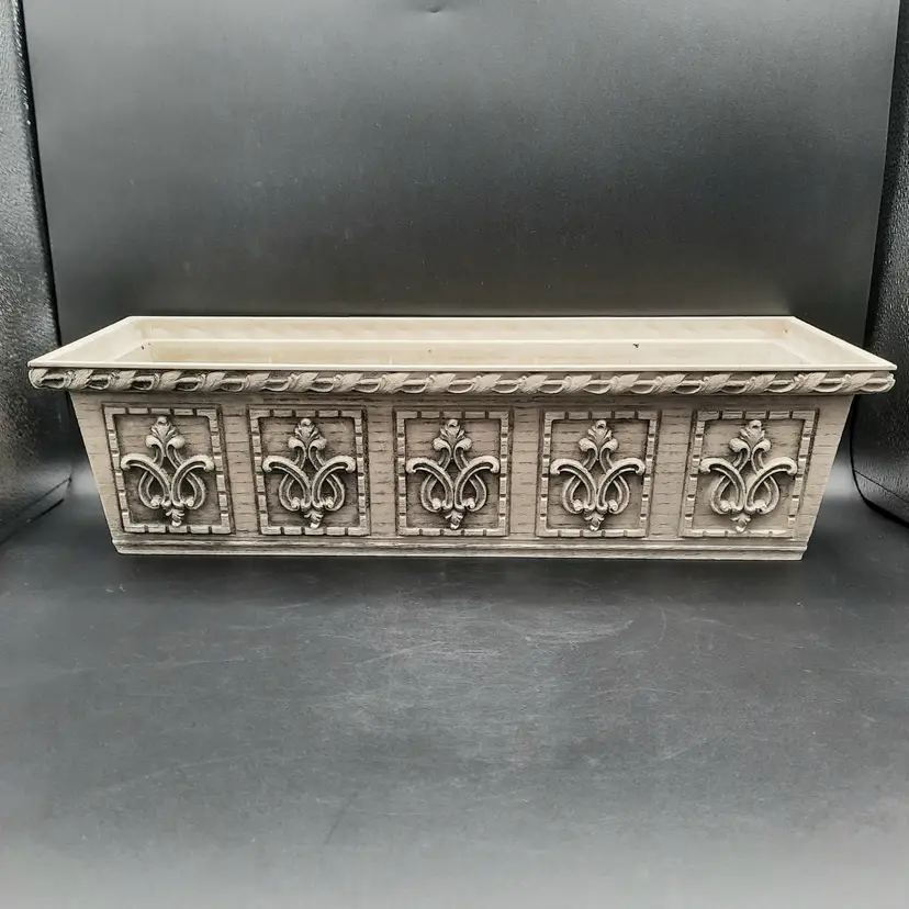 Vintage Max Klein MCM Plastic Faux Wood Rectangle Planter