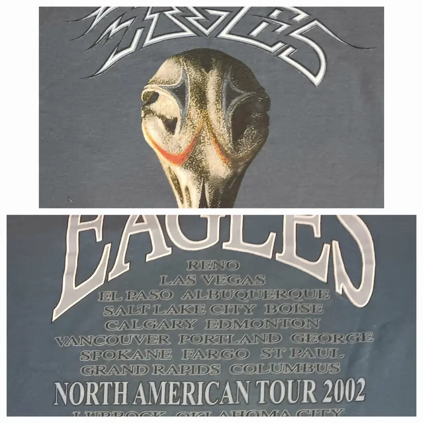 Eagles Tour 2002 Eagle Skull t-shirt 2XL concert guitar rock Country cowboy