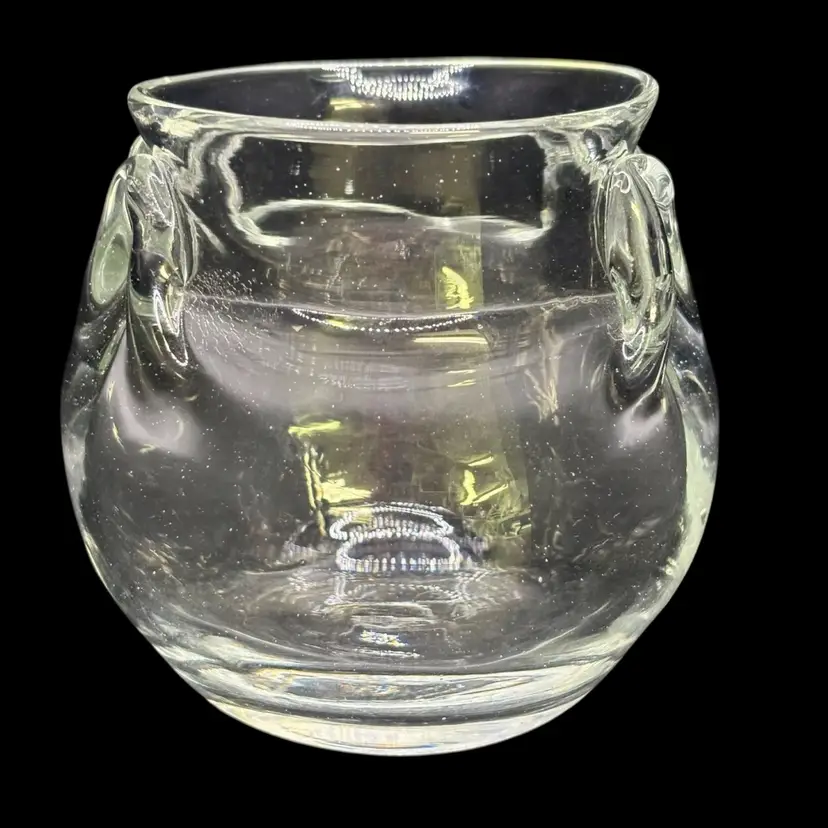 Signed Hand Blown Contemporary Art Glass Bowl Tealight/Candleholder 4"