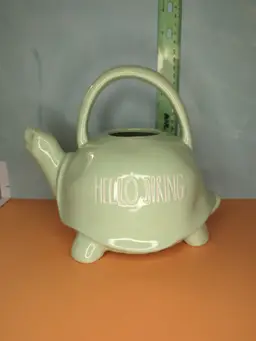 Rae Dunn Mint Green "Hello Spring" Turtle Watering Can