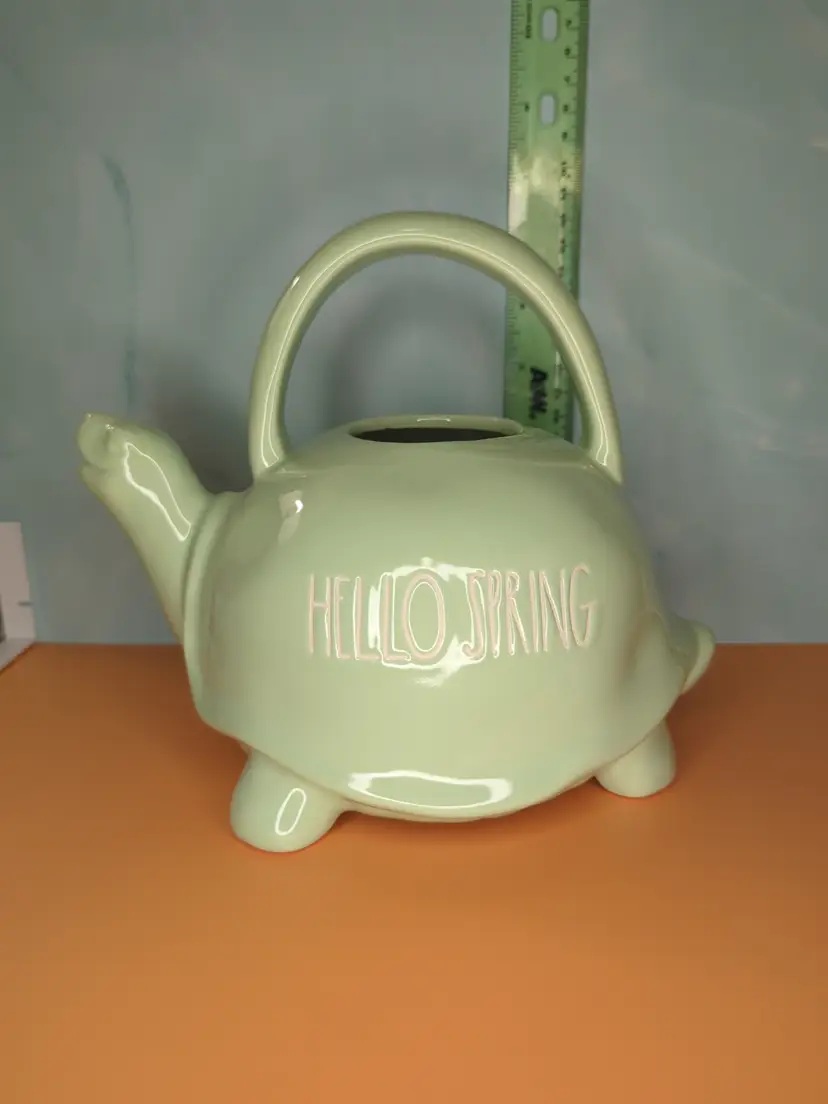 Rae Dunn Mint Green "Hello Spring" Turtle Watering Can