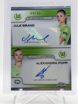 Jule Brand, Alexandra Popp 2024-35 Topps Chrome UEFA Dual Auto /50