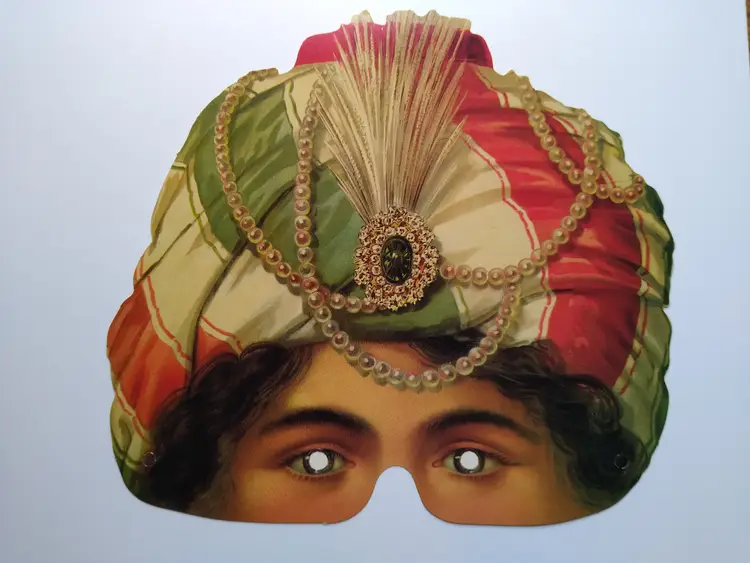 Vintage Turban Jewel Eye Mask Costume Accessory Cardboard