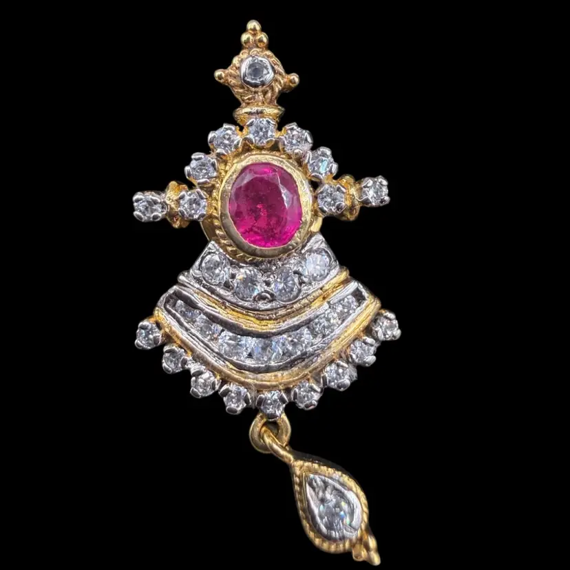 Vintage Ruby Brooch Or Pendent With Stunning Eastern Design