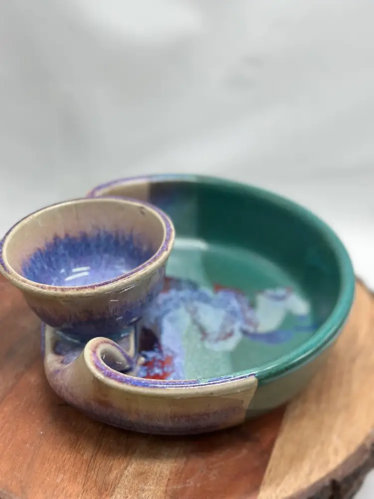 Bruce Larrabee Handmade Pottery Dip Chips Snacks Serving