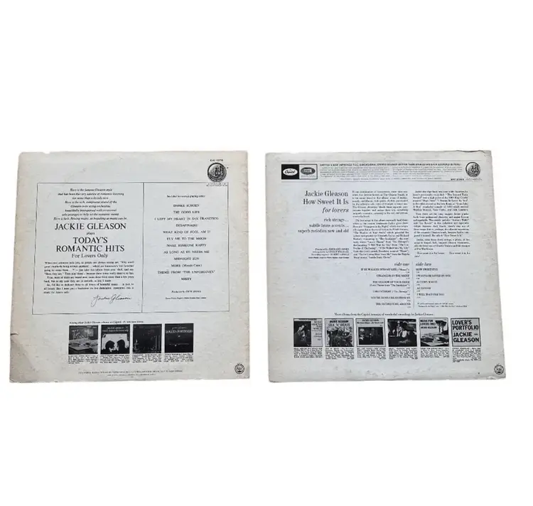 Vintage Vinyl Lot of 2 Jackie Gleason LP 12" Vinyl Records Romantic Hits Lovers