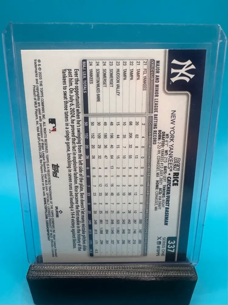 Ben Rice Topps Montgomery Club Foil RC New York Yankees