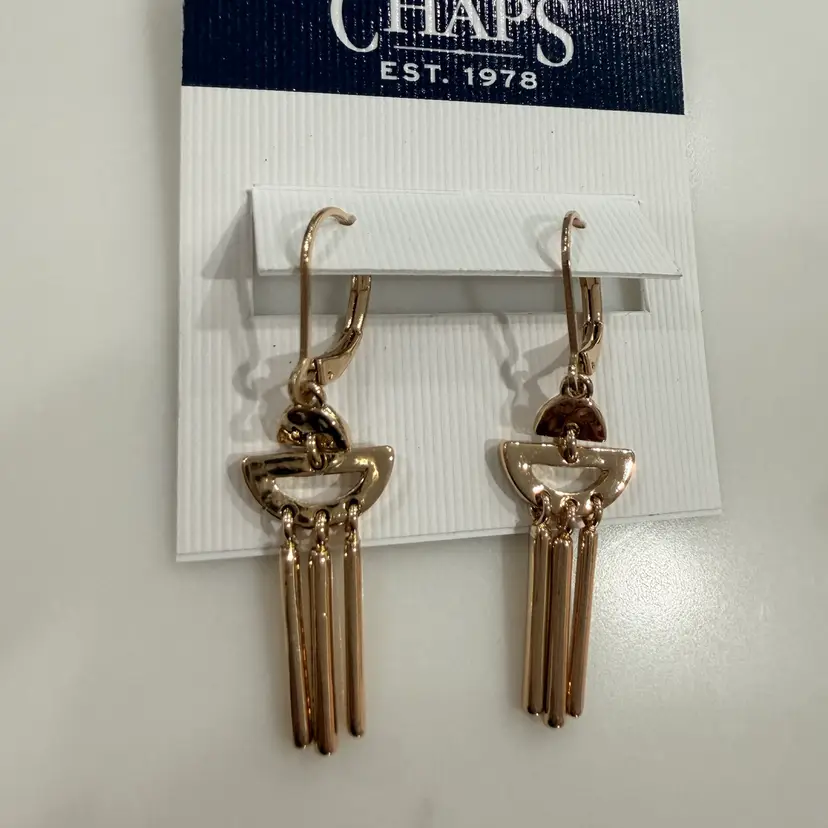 Chaps Gold Dangle Drop Earrings Tassel Limited