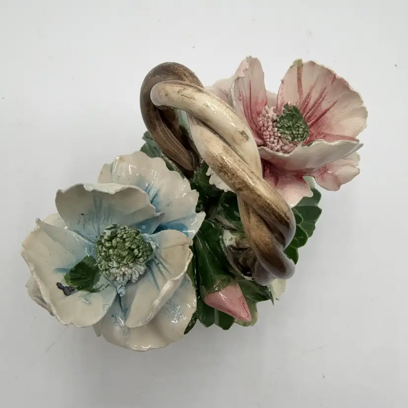 Capodimonte Pink Blue Floral Basket