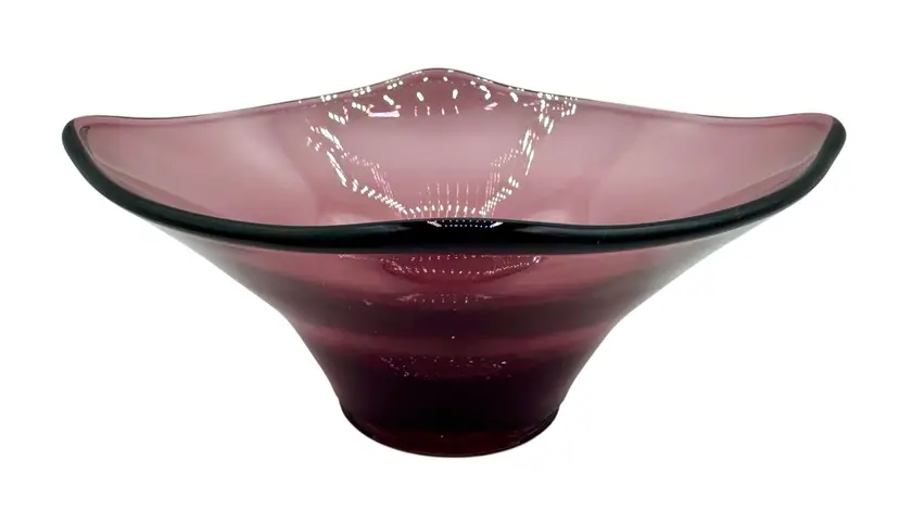 Vintage Viking Glass Epic Bon Bon Bowl Candy Dish Amethyst Purple Square 5.75”