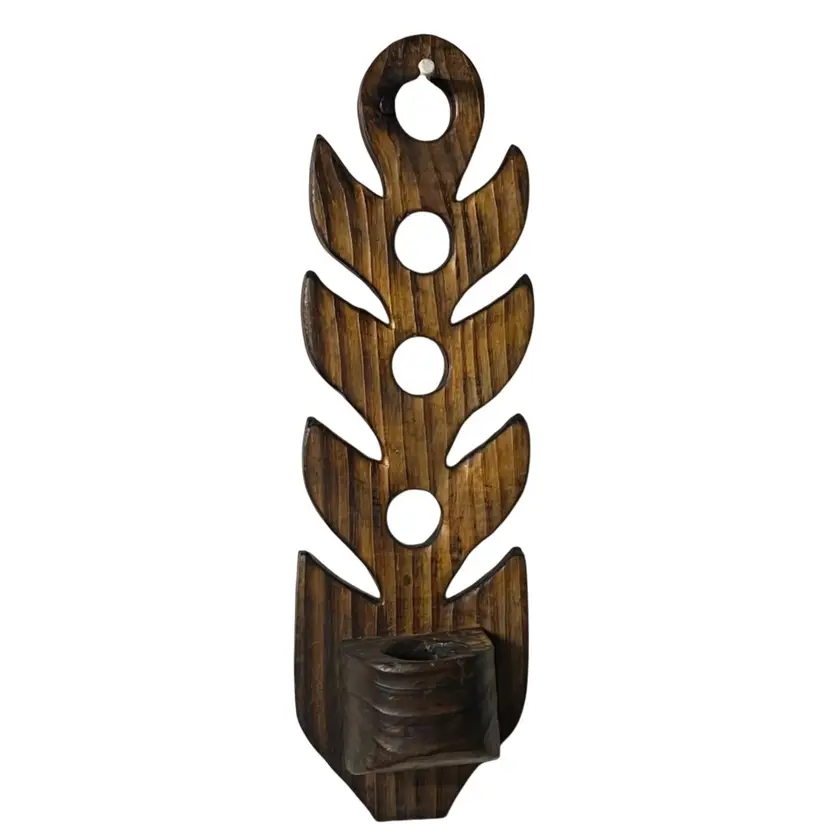 Wooden Wall Candleholder 17.5” Tall