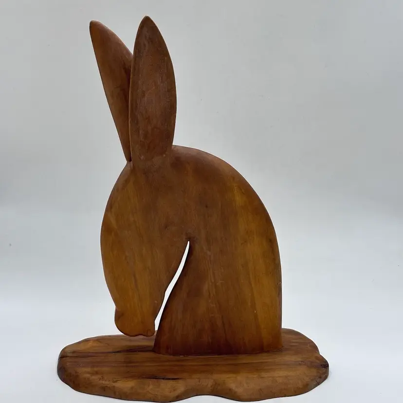 Mid Century Modern Handmade Wooden Deer Head Carved Vintage Sculpture