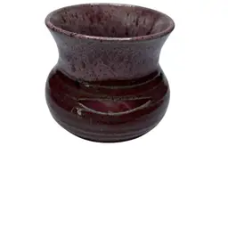 Signed Mauve And Pink 2 1/2” Tall Stoneware Egg Separator