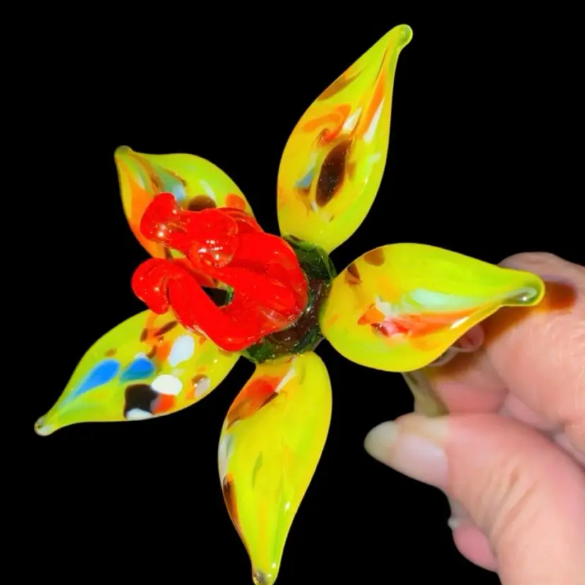 #20- Just In From Ukraine Large Hand Blown Glass Flower As Shown