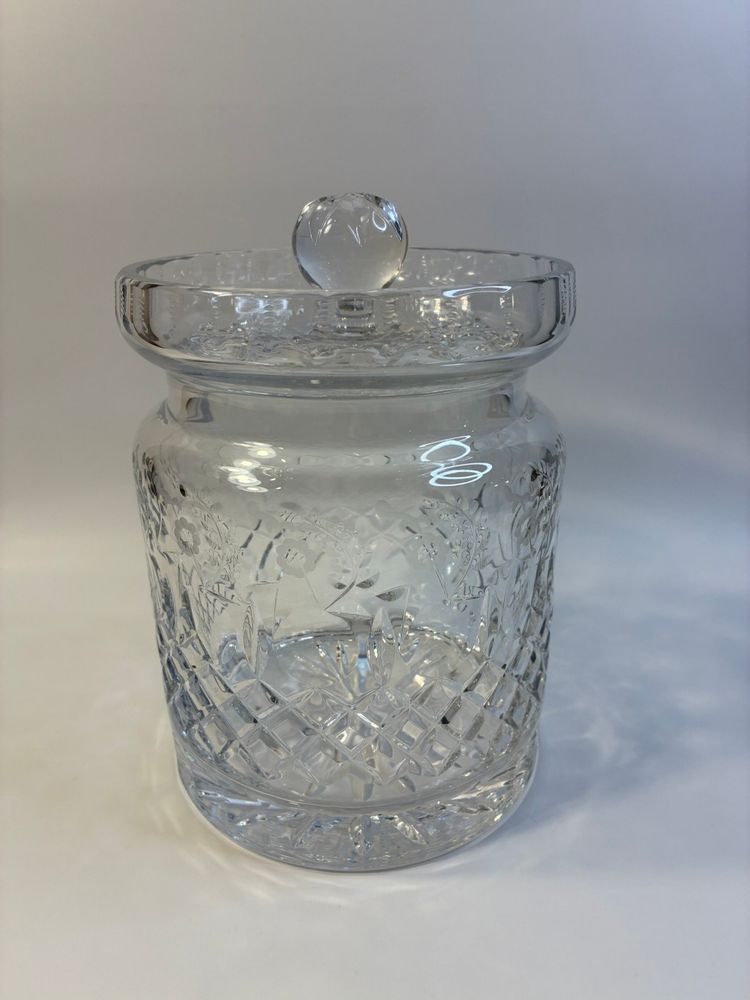 Marked Rogaska Crystal Gallia Biscuit Barrel With Lid 7” X 5”