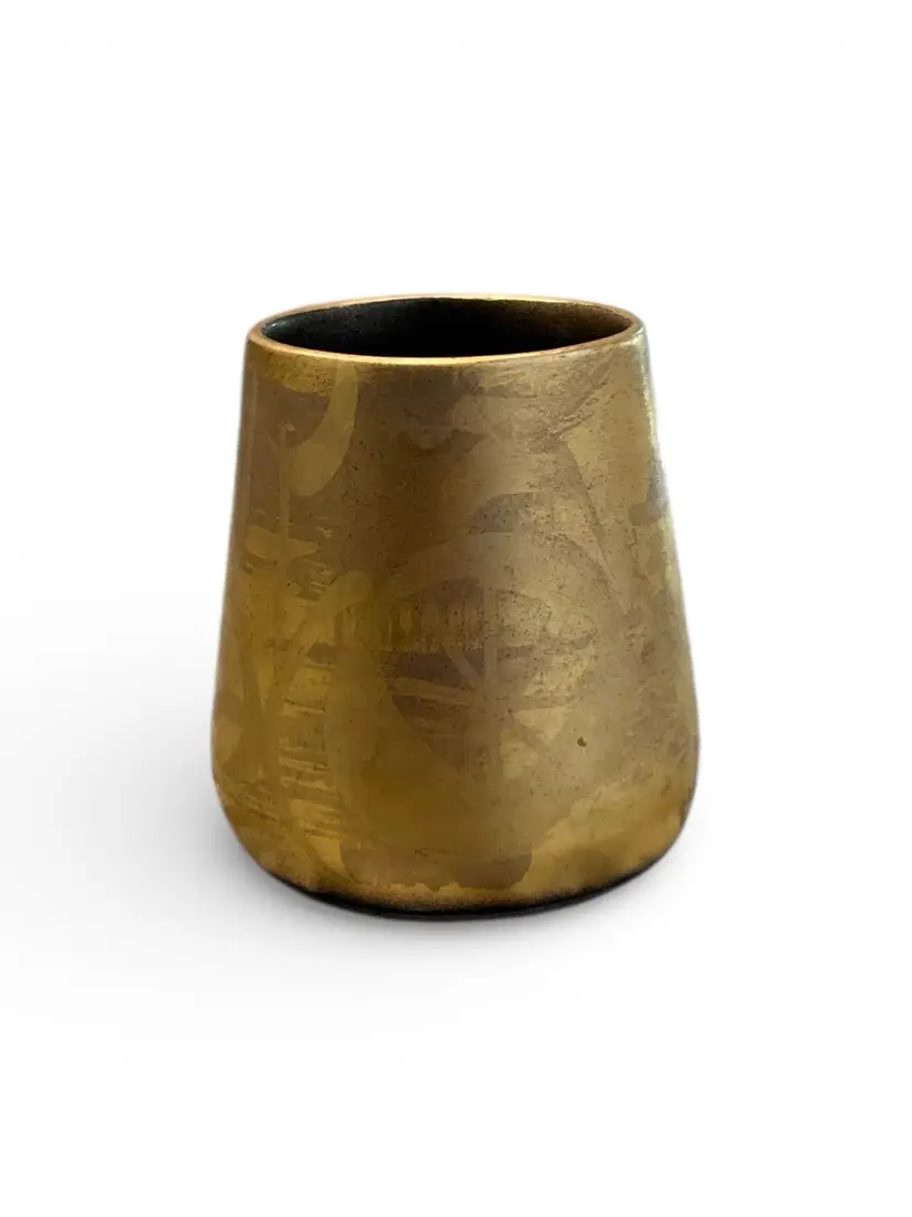 Sascha Brastoff Mid Century Modern Gold Colored Ceramic Abstract Vase