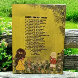 Children Learn What They Live Artwork by Barb J Davis 1971 Wall Picture