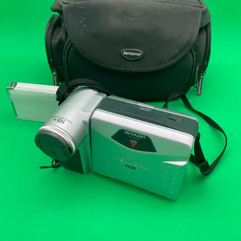 Sharp Hi8 ViewCam Silver Camcorder Model #VL-AH130 w Case - Untested No Charger