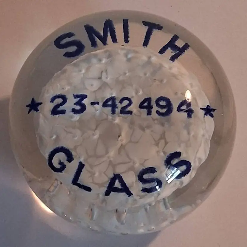 Antique LE Smith Cobalt, White & Clear Art Glass Sulfide Advertising Paperweight!