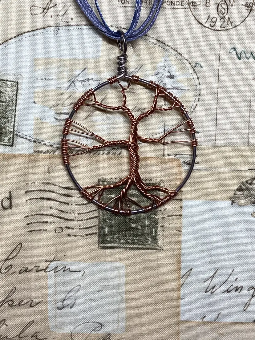 Copper Wire wrapped tree Of life pendant