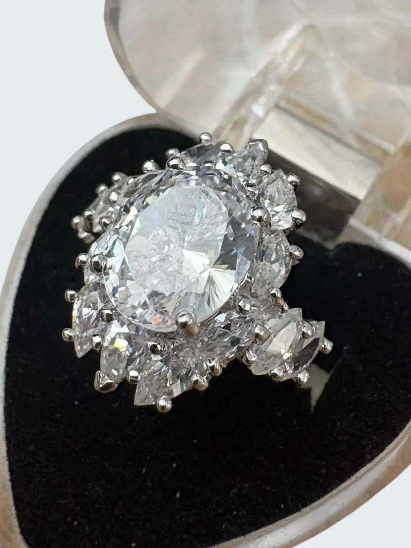 #01 92. 925 CZ Vintage Hollywood Collection Carol Lombard Ring- Sz 7