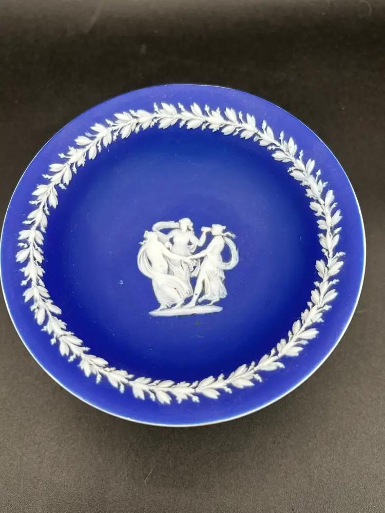 Antique Wedgwood Blue Jasperware Compote Pedestal Candy Dish Mid 18th Century