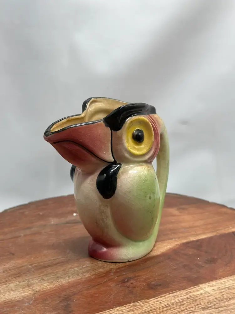 Vintage Art Deco Toucan Parrot Kookaburra Bird Pitcher Creamer Japan