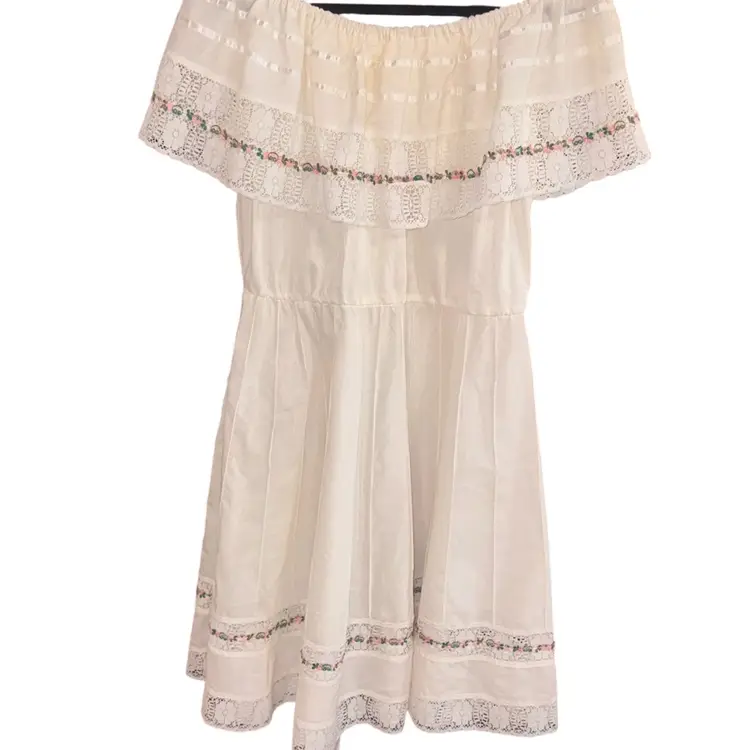 Boho Western Dress with embroidery and lace Size Large
