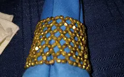 VINTAGE April Cornell Home Collection Beaded Stretch Napkin Rings - Gold tone