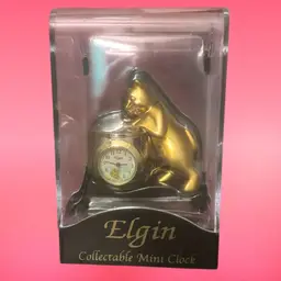 Elgin Kitty Cat Collectible Mini Clock “New” in Box